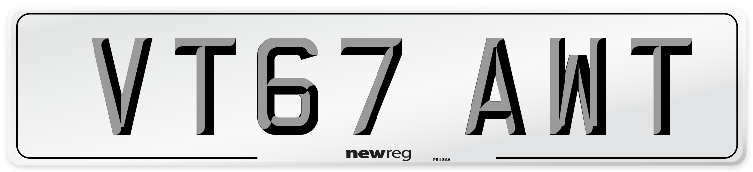 VT67 AWT Number Plate from New Reg